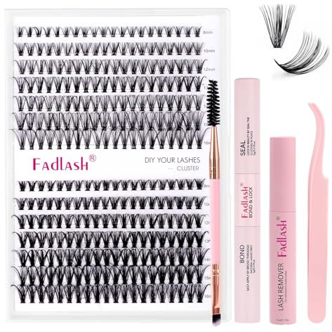 Fadlash Kit Pestañas Postizas Individuales 0.07 D 8-16mm 30D+40D DIY Pestañas Kit de Extensión Pestañas de Pegamento y Sellado Pinzas Racimo,Removedor Pegamento Pestañas,Cepillo de Pestañas