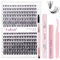 Fadlash Kit Pestañas Postizas Individuales 0.07 D 8-16mm 30D+40D DIY Pestañas Kit de Extensión Pestañas de Pegamento y Sellado Pinzas Racimo,Removedor Pegamento Pestañas,Cepillo de Pestañas