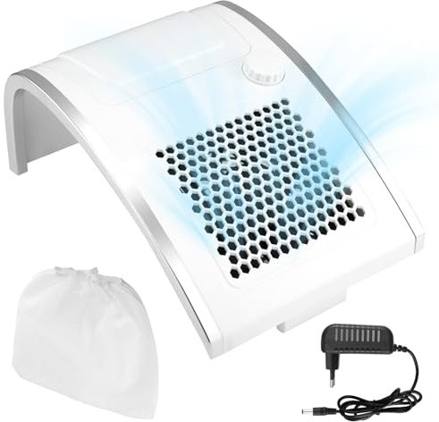 80W Aspirateur Ongles Professionnelle,Aspirateur Ongle avec 3000tr/min Deux Ventilateurs,Aspirateur Manucure avec Deux Sacs en Non-tissé,Aspirateur de Table Ongle à Domicile pour un Nettoyage Efficace