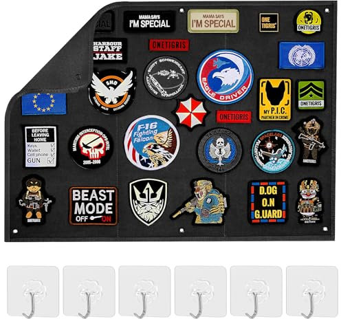 Qaestuan Panneau de Brassage Tactique Militaire, 58X45 cm Panneau Velcro, Tableau D’écussons Tactiques pour Militaires, avec œillets, Tableau Velcro pour écusson, Pliable (Noir)