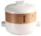 YLME Cocotte en Céramique Cuiseur Vapeur en Faïence Antiadhésif Cuiseur Vapeur en Céramique Cuiseur Vapeur Multicouche Résistant À La Chaleur avec Tiroir À Vapeur pour Hôtel Et Maison,Blanc,4