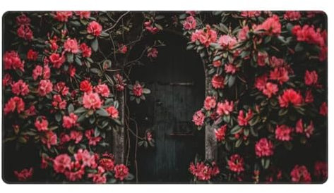 Grand Tapis de Souris Gamer, Tapis de Souris Rouge Tapis Souris XXL 900x600mm, Tapis Souris Fleur Tapis de Souris Gaming Imperméable, Mouse Pad pour Gamer, Ordinateur, PC, Femme Enfant Cadeau ly-144