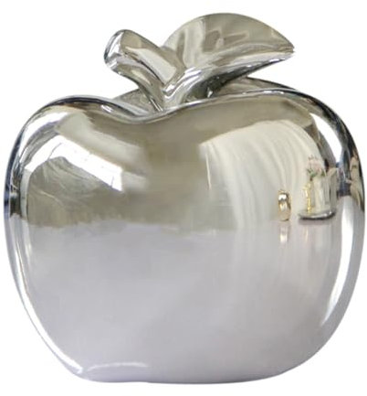 Ciieeo 1Stk -Keramik-Ornament Fruchtmodell Künstliche Äpfel Silberne Verzierungen Obststatue Mini kreative büro Dekoration weihnachtliche Wohnkultur Heimdekoration Silver