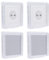LEIBOCHAO Type 86 Réversible Cache Prise Murale Étanche 4 Pièces, Ultra-Mince Sans Perçage Cache Prise Electrique, Cache Interrupteur Mural, pour Salle de Bain, Chambres, Cuisine, Extérieur