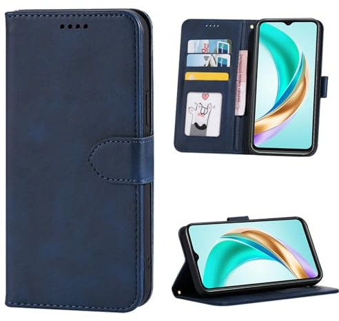 KUSINHOKA Case for Honor X6B,Magnet Closure,Kickstand,Card Slots PU Leather Folio Mobile Phone Case with Leather Wallet Book Flip Folio Stand View Cover,Blue