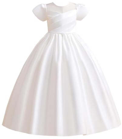 Lito Angels Girls Puff Sleeve Flower Girl Dress | Puff sleeves, Pleated bodice, Layered floor-length skirt, Tie sash, Wedding, Christmas Party, Flower Girl