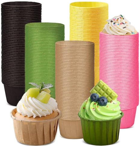 Cupcake Wrapper, 150 Stück Muffinförmchen Papier Cupcake Liner Fall Wrapper Backbecher Papierkuchen für Backtage Geburtstage Hochzeiten Partys Halloween (5 Farben, 150pcs)
