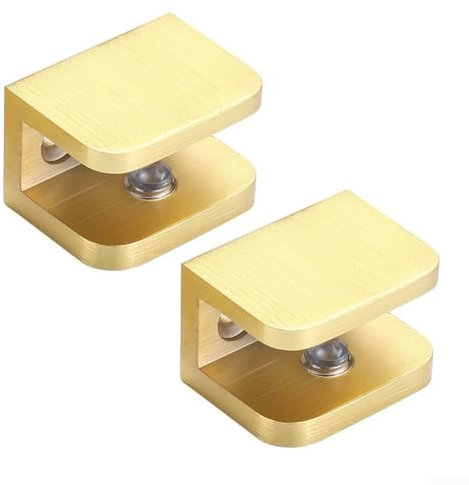 Pinces de support d'étagère en laiton parfaites pour sécuriser le verre de salle de bain de 8 mm à 12 mm d'épaisseur (L )