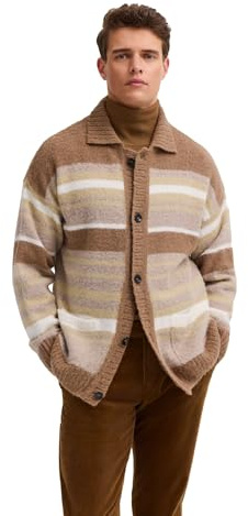 bugatti Herren Cardigan 7600-85572D | Regular Fit Umlegekragen Knopfleiste aufgesetzten Taschen gestreiftem Design