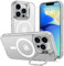 Cover Cavalletto per iPhone 13 Pro, Compatibile con MagSafe, Magnetica Custodia con Supporto per Fotocamera Regolabile Integrato Traslucida Opaca Antiurto Protettiva Resistente Case, Trasparente