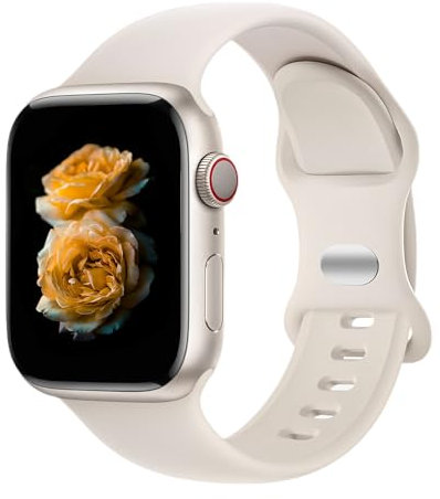 Correa deportiva de silicona Compatible with Apple Watch 38/40/41/42/44/45/46/49mm - Correa deportiva e impermeable para iWatch Ultra3/2/1 SE3/2/1 Series11/10/9/8/7/6/5/4/3/2/1, Luz estelar