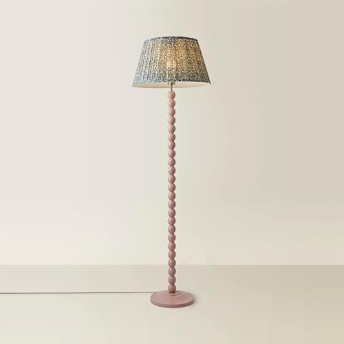 ValueLights | Bobbins Pastel Pink Floor Lamp with Floral Pleated Shade | Floor Lamps & Home Improvements Essential