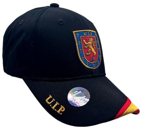 Gorra Policía Nacional, UIP Uinidad de Intervencion Policial, Negro, con Escudo Bordado y Bandera Española