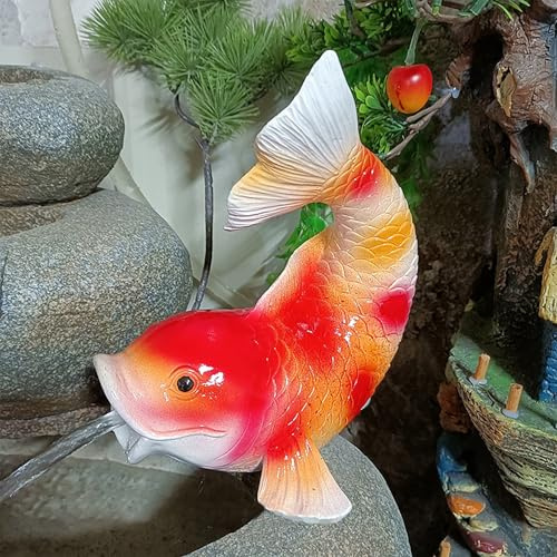 ZYZSY Wasserspeier mit Pumpe - Handbemalte Teichdeko - Teichfigur aus wetterfestem Polyresin - Wasserspiel für Terrasse Balkon-Brunnen Quellstein Kunststein