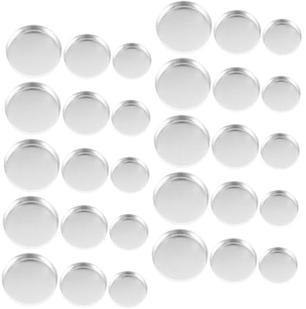 Homoyoyo 30 Stück Lidschatten Pfännchen Rund 15/20/26mm Aluminium Klein Leicht Kosmetik Selbstgemacht Reise Kosmetikpaletten Zubehör