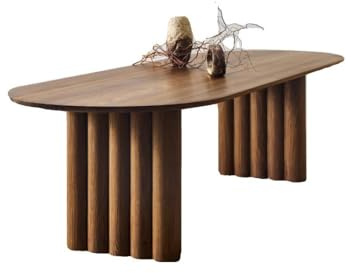 BASXDRFXZ Moderner Küchentisch Log Restaurant Esstisch Massivholz Werkbank Oval Cafe Verhandlungstisch(180cm)