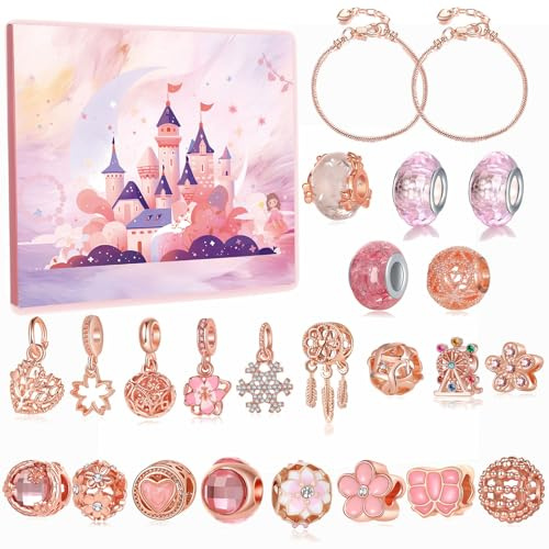 Generisch Adventskalender 2025 Frauen Damen - Roségold Weihnachtskalender Schmuck Adventskalender Armband, 24 Füllung Schmuck Basteln Weihnachten Geschenke Für Mädchen Frauen, 1 Set