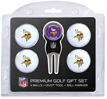 Team Golf NFL Regulation Size Golf Balls (4 Count) & Divot Tool with Removable Double-Sided Magnetic Marker