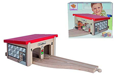 Eichhorn 100001515 - Bahn, Lokschuppen, 7-teilig - Bebäude inklusive Schienen - Buchenholz - verbaubar mit nahezu Allen Schienenbahnsystemen