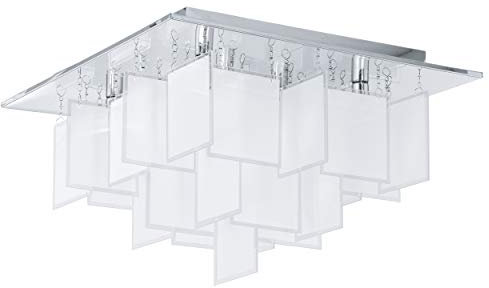 EGLO LED Deckenlampe Condrada 1, 8 flammige Deckenleuchte, Wohnzimmerlampe aus Metall in Chrom und satiniertem Glas in Weiß, Schlafzimmerlampe, Flurlampe Decke mit G9 Fassung