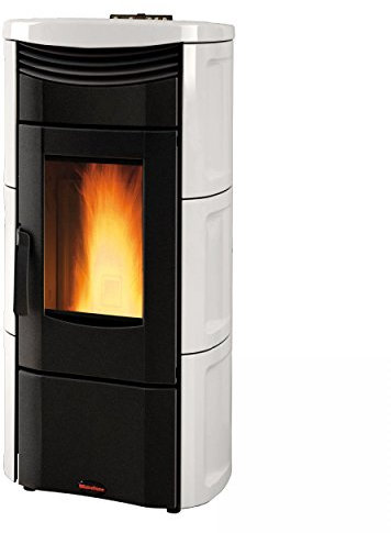 Stufa a pellet EMMA PLUS, potenza 11 kW., finitura in maiolica bianca.