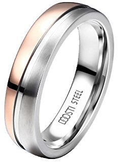 DOOSTI Partnerring/Trauring Bicolor Chirurgischer Edelstahl 316L - inkl. Gratis Gravur