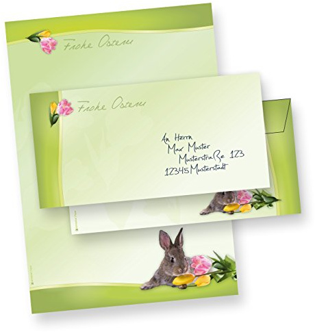 Briefpapier Set A4 Osterhase (100 Sets ohne Fenster) 100 Briefbogen + 100 Umschläge Ostern