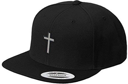 Speedy Pros Cross Black Border Embroidered Flat Visor Snapback Hat Black
