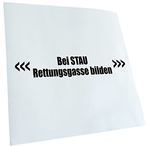 Kiwistar - Autoaufkleber - Schwarz - 20x4cm Bei Stau Rettungsgasse bilden - Heckscheibe Auto Aufkleber wetterfest für Kfz LKW Mofa Truck - Sticker außen selbstklebend Tuning Zubehör für Fenster