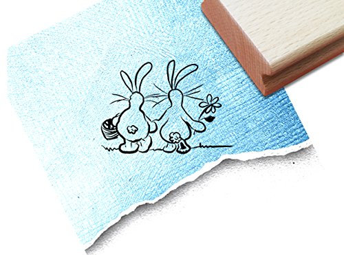 Stempel - Osterstempel - OSTERHASEN-Paar ❀ - Niedlicher Motivstempel für Ihre Osterpost - Bildstempel für große und kleine Hände - von zAcheR-fineT (ca. 29 x 40 mm)