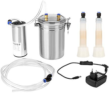 Máquina de ordeño eléctrica, máquina de ordeño portátil con bomba de vacío y pulso de acero inoxidable de 2L para Dairy Homestead(Cow)