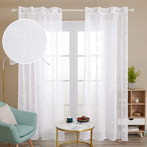 Deconovo 2 Vorhänge für Schlafzimmer, Mädchen, Jungen, Kinder, 140 x 180 cm, Weiß, Kunstleder, Leinen, Ösenvorhänge, Motiv