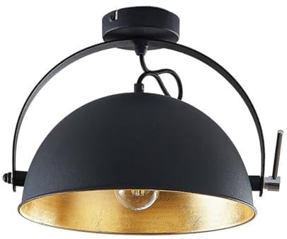 Lindby LED Deckenlampe Metall schwarz, gold matt Ø 31 cm Deckenleuchte 1x E27 max. 60W ohne Leuchtmittel Deckenbeleuchtung Wohnzimmer Esszimmer