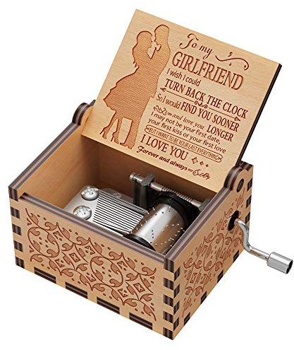 CAMKONG You Are My Sunshine Music Box for Girlfriend, Vintage Wooden Hand Crank Music Box, Romantic Birthday Wedding Present Valentine Gifts for Fiancee Girlfriend for Girls Women