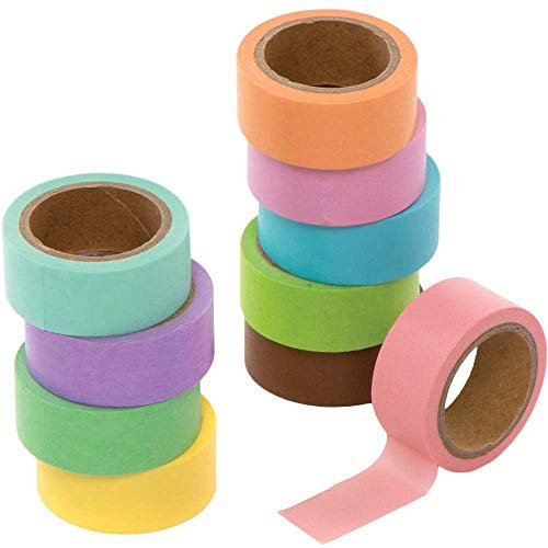 Baker Ross Pastellfarbenes Washi-Tape, 10er-Pack, Schreibwaren-Set für Kinder (AX697)