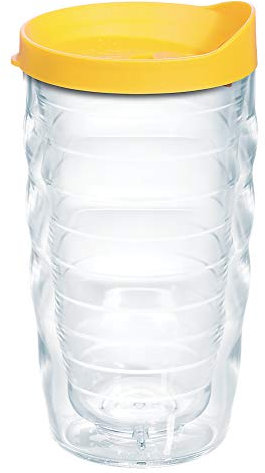 Tervis Made in USA Clear & Colorful 10oz Wavy Insulated Tumbler, Yellow Lid
