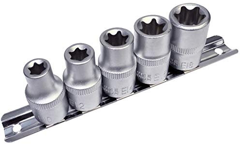 AERZETIX - C47117 - Lot de 5 Douilles de vissage - étoile Femelle E10-E18 - pour clé à cliquet 1/2 - en CR-V