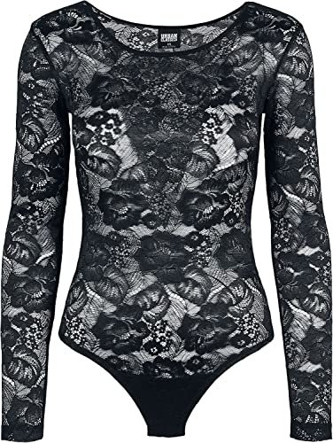 Urban Classics Ladies Lace Longsleeve Body Donna Body nero S 95% poliammide, 5% elasthane