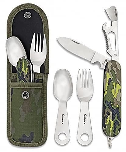 Tiendas LGP, ALBAINOX - 33044- Set Cubiertos multiusos, Plegable, Navaja, Cuchara y Tenedor, Bushcraft
