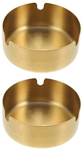 EXCEART 2Pcs Dekorative Goldene Aschenbecher Kleine Vintage Zigarette Butt Container Einfache Stil Aschenbecher für Home Küche Partei Goldene, GZWBF102308RHVE36C
