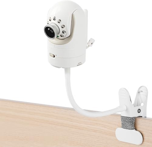 iTODOS Flexible Clip Clamp Mount Compatible with Infant Optics DXR-8 and DXR-8 Pro Baby Monitor, 8inches Flexible Long Gooseneck Arm, Attach Your Baby Camera Wherever You Like Without Any Tools