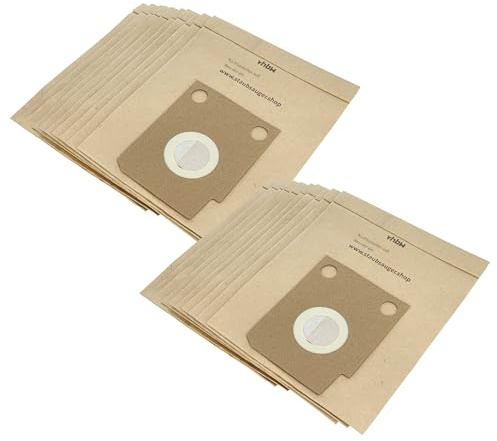 vhbw 20x Staubsaugerbeutel kompatibel mit Hoover S3722 / S 3722, S 3718 Sensotronic Staubsauger - Papier, 26cm x 21cm Sandfarben