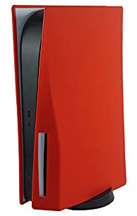 N//B Coque en Silicone Compatible avec PS5 Console, Étui de Protection Anti-Rayures, Anti-poussière, Étanche à la Poussière pour Disque/Numérique Version (Version Disque Rouge)