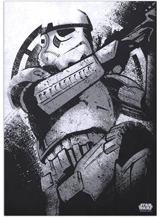 Displate Offiziell Star Wars MetallPoster Magnetische Befestigung Inklusive Lizenziert Bilder Hochwertiges Poster Rogue One Gray Morality - Stormtrooper Poster 45 cm x 32 cm