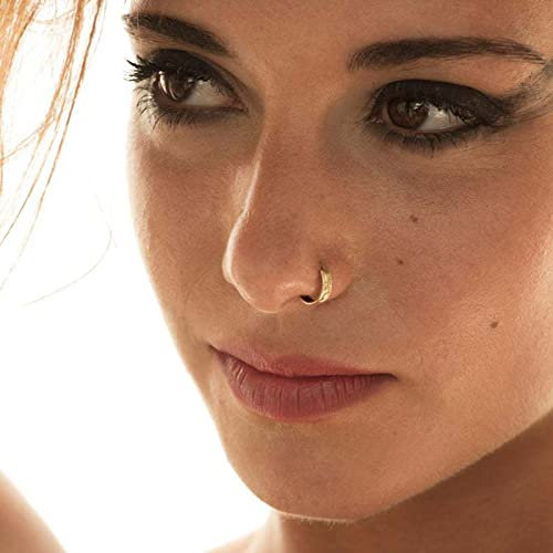 Wendalern Boho Chirurgenstahl Scharnier Nasenringe Gold Twist Nasenringe Sleeper Winzige Creolen Septum Ring Helix Ring Nasenstecker Handgefertigter Piercing Schmuck für Ihr Geschenk