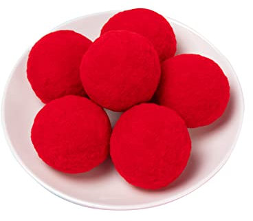 Pompoms Zum Basteln,30 Stück Kunstpelz Pom Pom Bälle, 5 Cm Kunstfell Pompon Fellbommel Pompon Fellpompon Bommel Abnehmbare DIY Pelz Pom Poms Für Mützen Tasche Dekoration (rot)