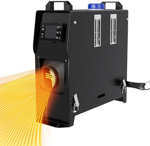UISEBRT 12V Chauffage de stationnement diesel 8kW, chauffage de stationnement diesel, chauffe-air diesel avec télécommande, écran LCD, silencieux pour camion, camping-car, VR, bateaux, voiture (Noir
