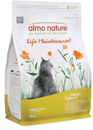 Almo Nature Life Maintenance - Kibble for Adult Cats with Fresh Turkey as the 1st Ingredient - 2kg Bag