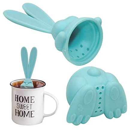 HOMRAA Rabbit Tea Bag Holder,Angry Rabbit Tea Infuser with 2 Big Ear - Food Grade Silicone Tea Infuser, Cute Tea Strainer for Enjoyable Tea Times with Friends, Easter for Girls Boys