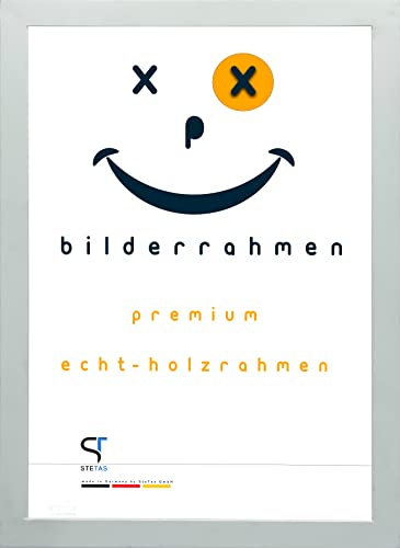 SteTas Bilderrahmen 21x29,7 cm | DIN A4 | in Weiß | Happy Frame Confetti | Acrylglas | Holzrahmen | Made in Germany